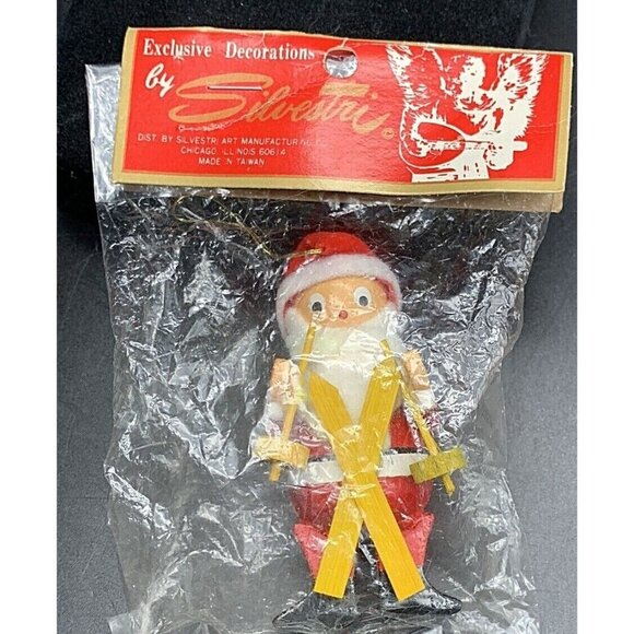 Silvestri Wooden Skiing Santa Christmas Ornament - New in Package Hand Paint - Picture 9 of 9